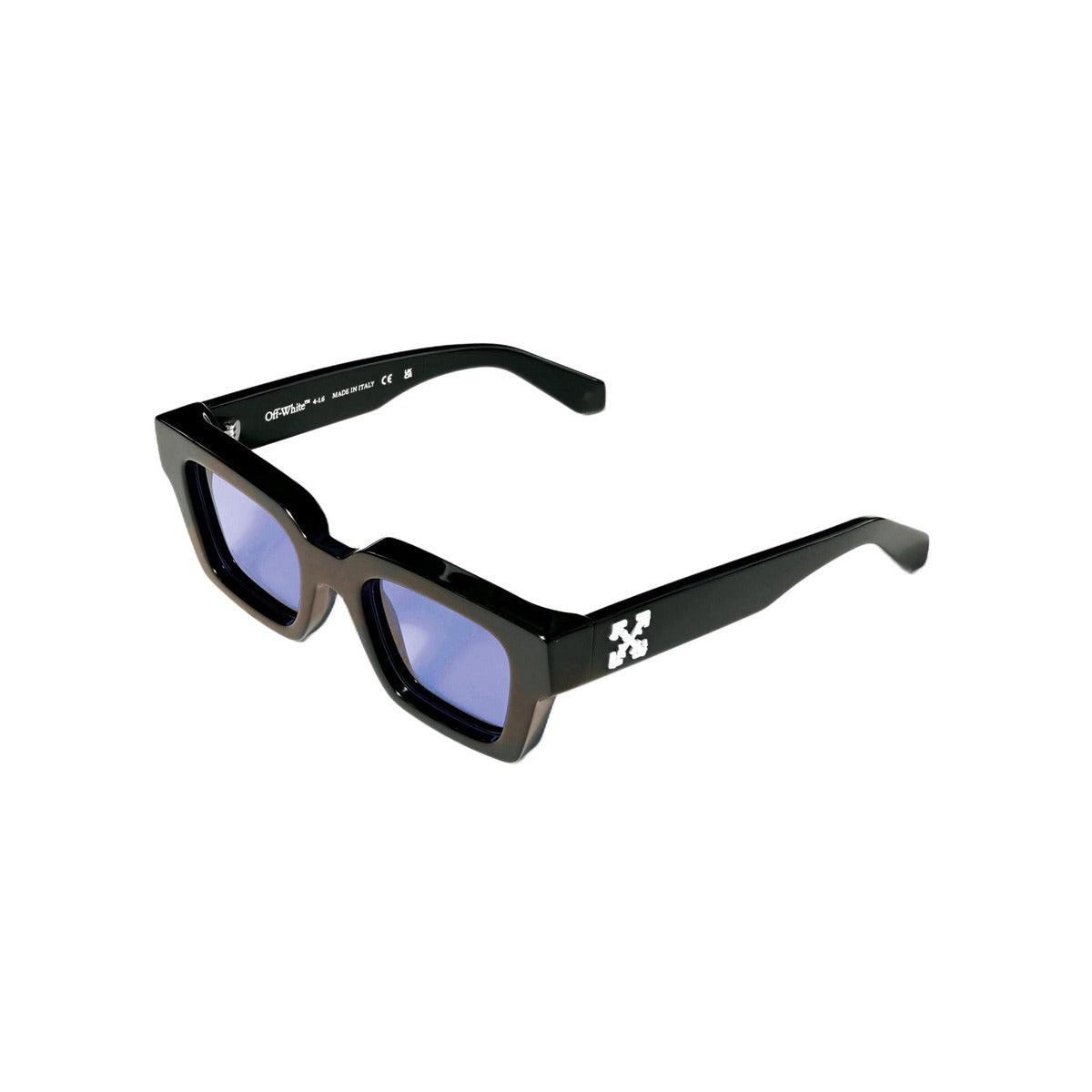 Off-White OW1022 Virgil nero lenti blu - tre quarti quadrata