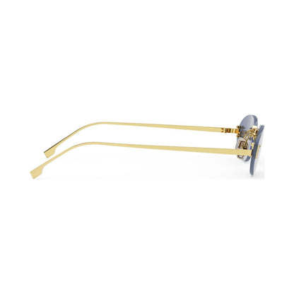 Fendi First Crystal Gold Oval Sunglasses 30v