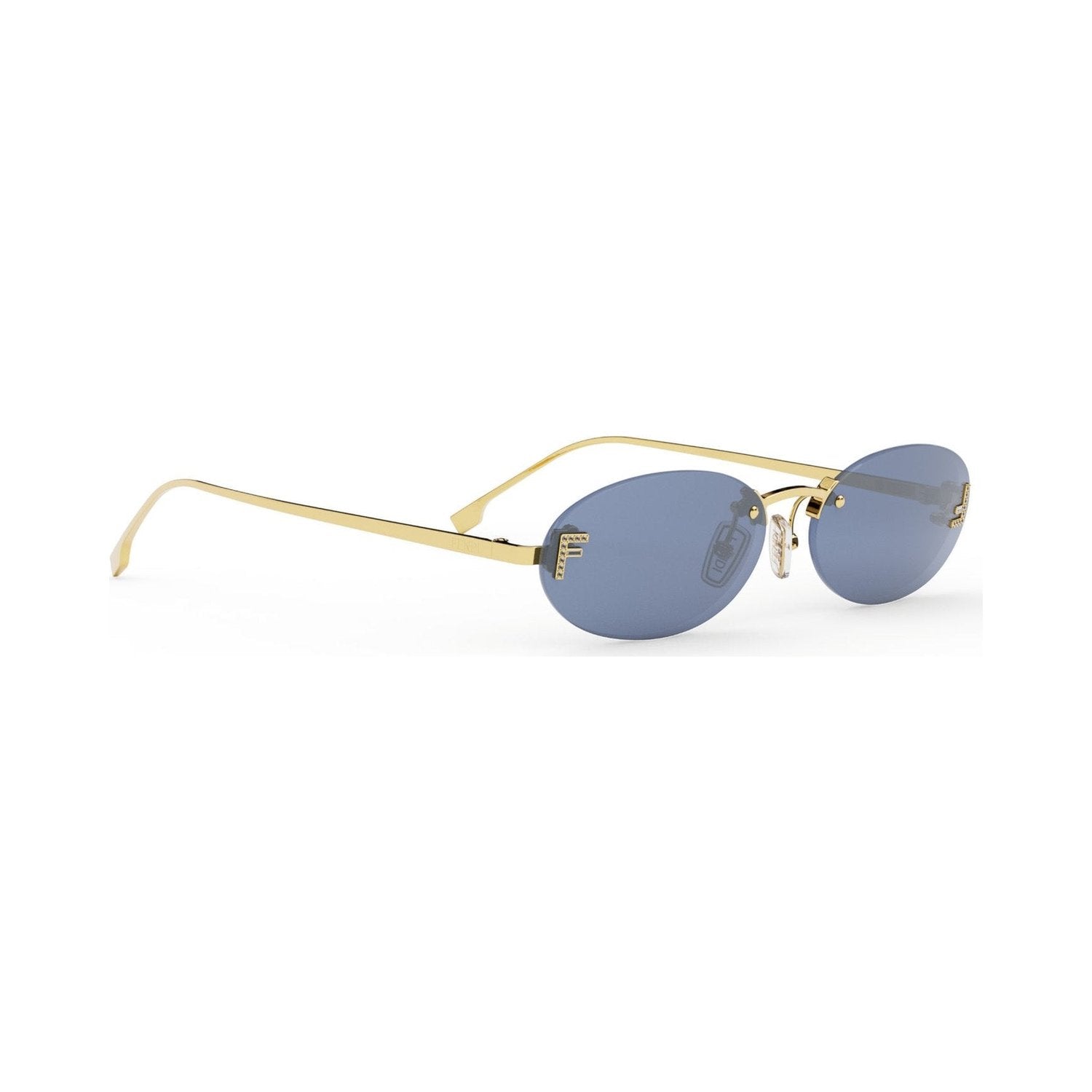 Fendi First Crystal Gold Oval Sunglasses 30v