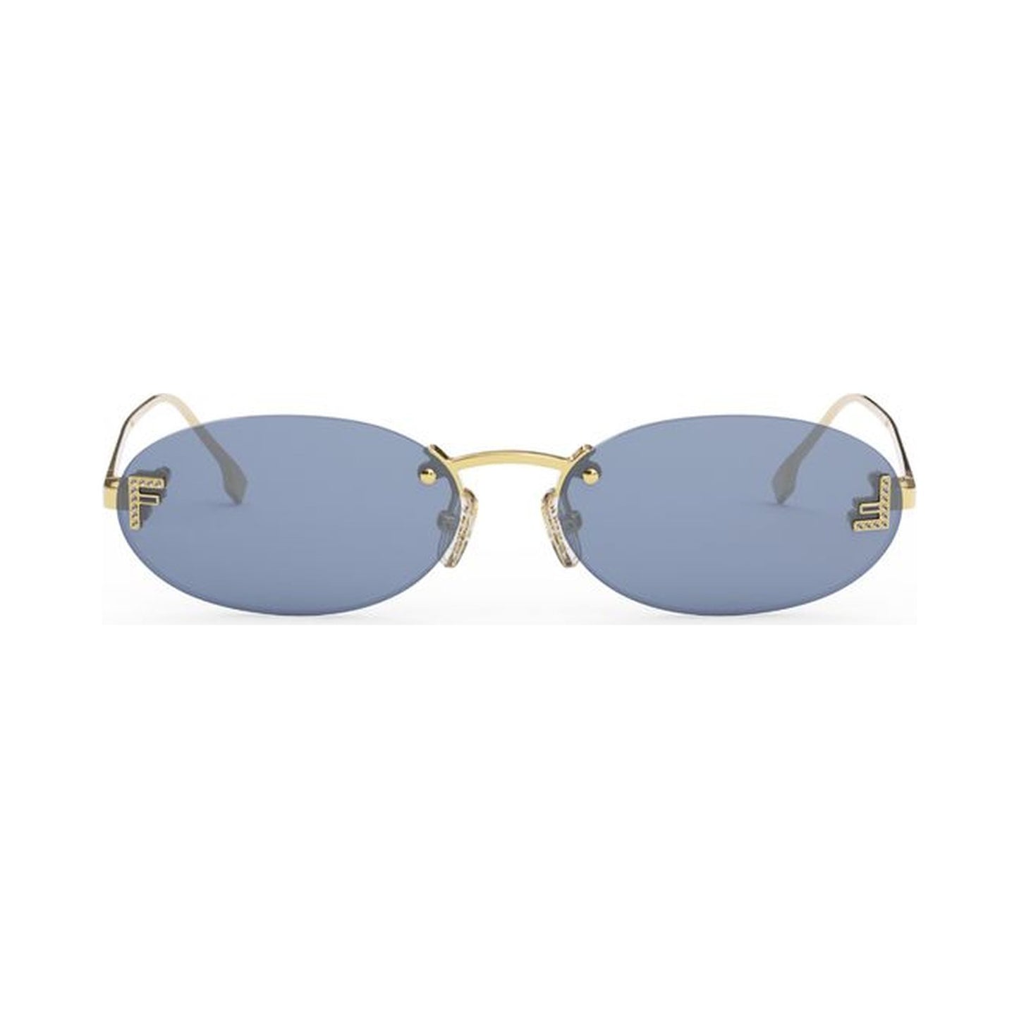 Fendi First Crystal Gold Oval Sunglasses 30v