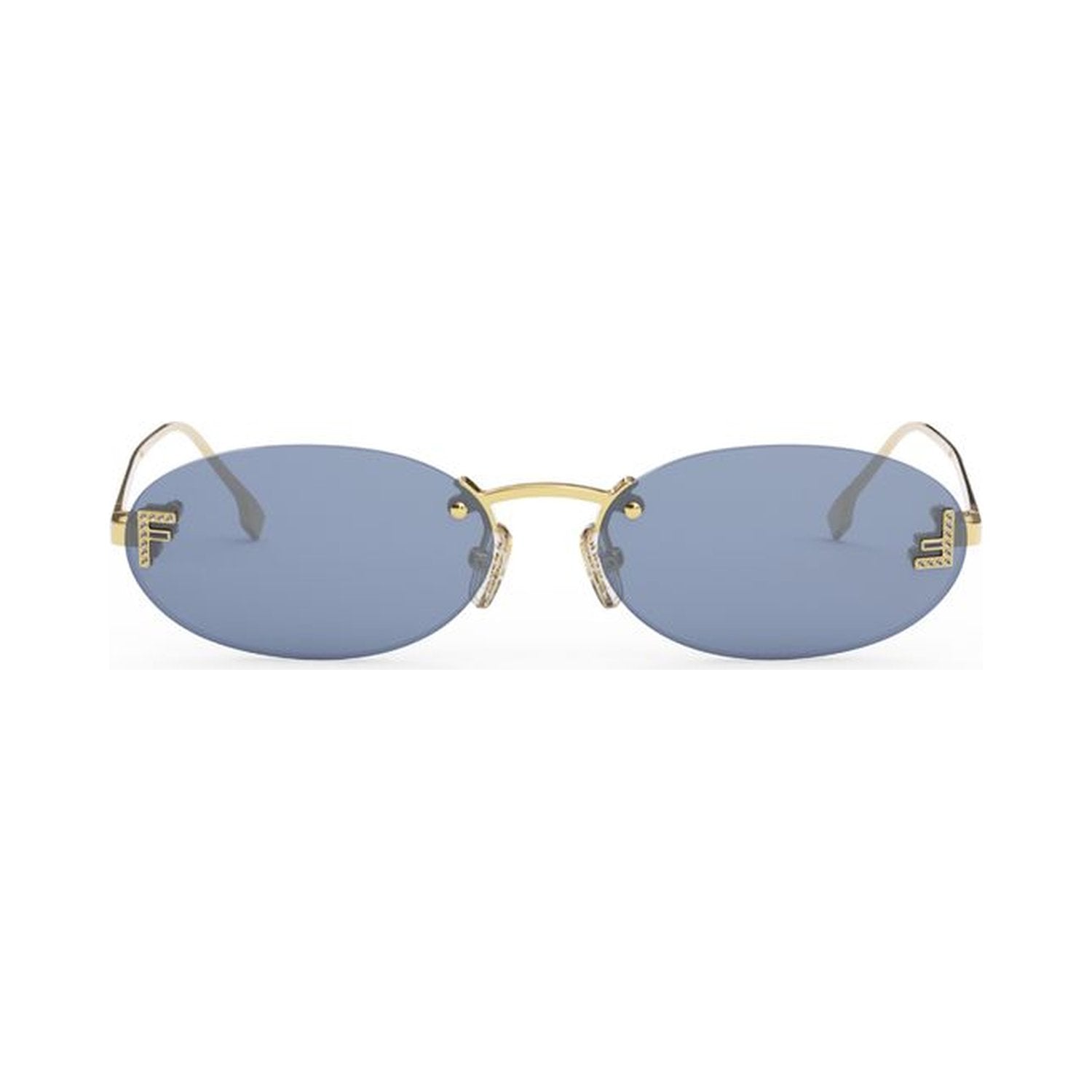 Fendi First Crystal Gold Oval Sunglasses 30v