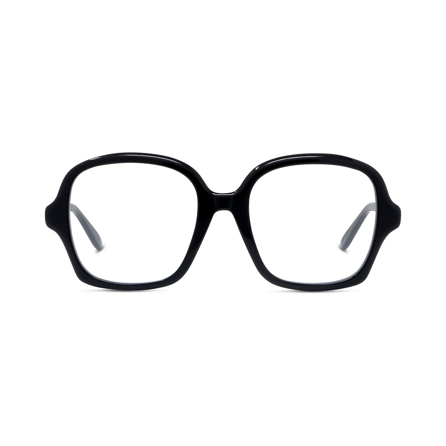 Slim Black Geometric Eyeglasses 001