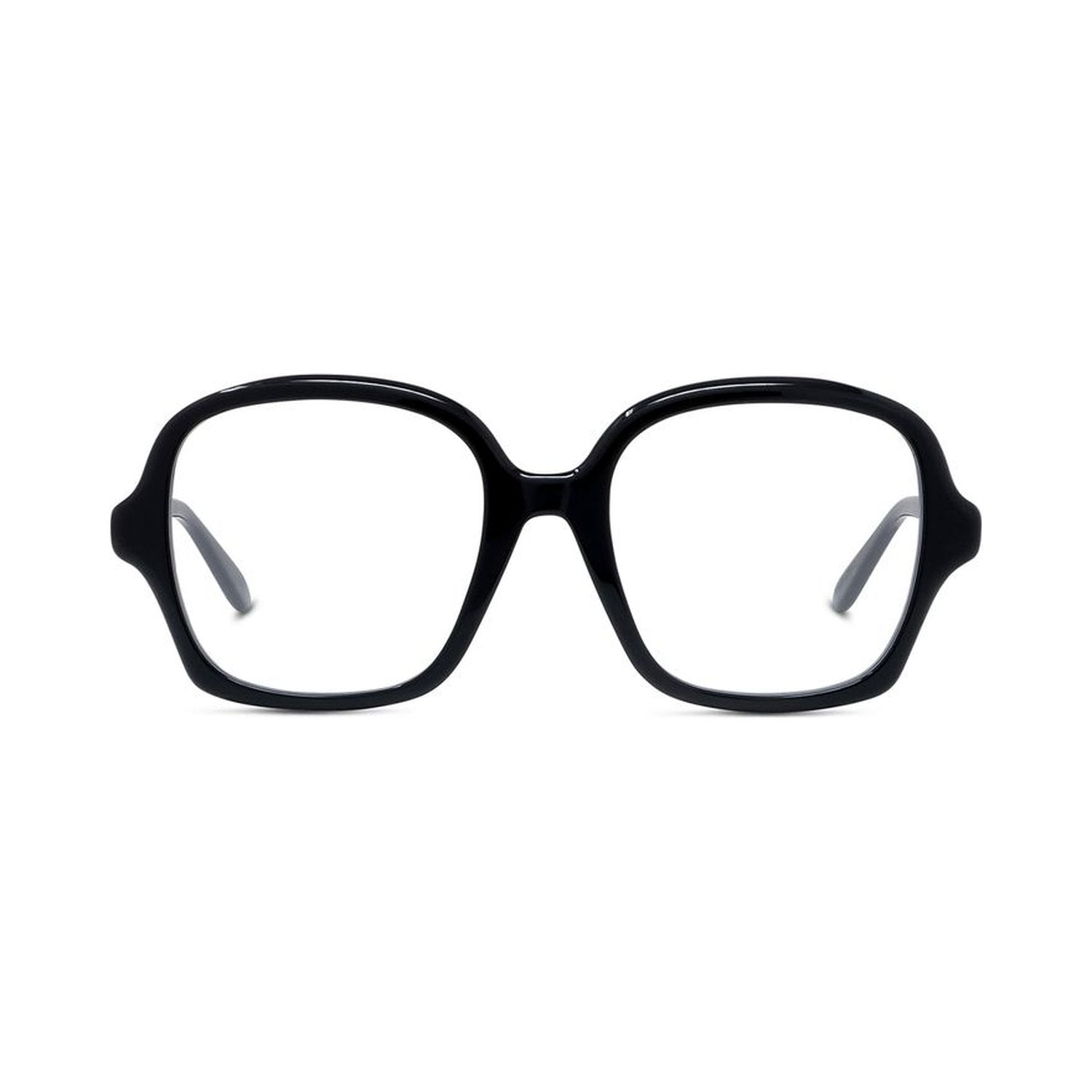 Slim Black Geometric Eyeglasses 001