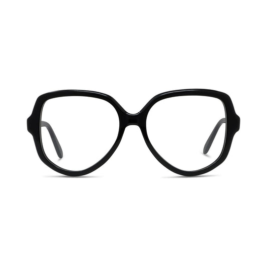 Slim Black Geometric Eyeglasses 001