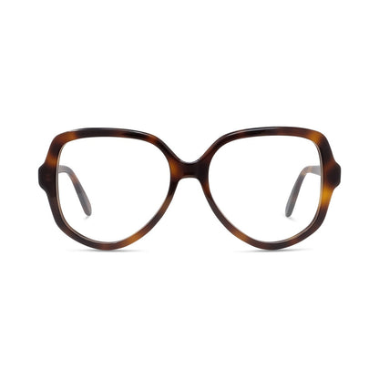 Slim Havana Geometric Eyeglasses 052