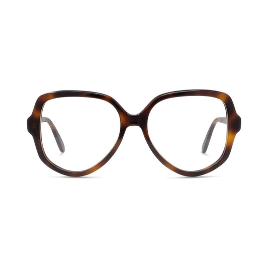 Slim Havana Geometric Eyeglasses 052
