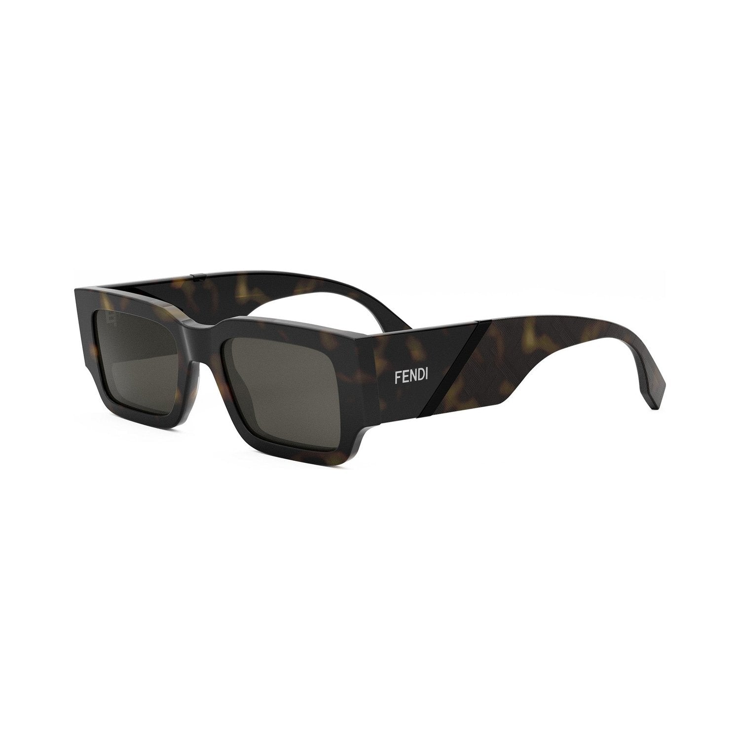 Fendi Diagonal Havana Rectangular Sunglasses 52a