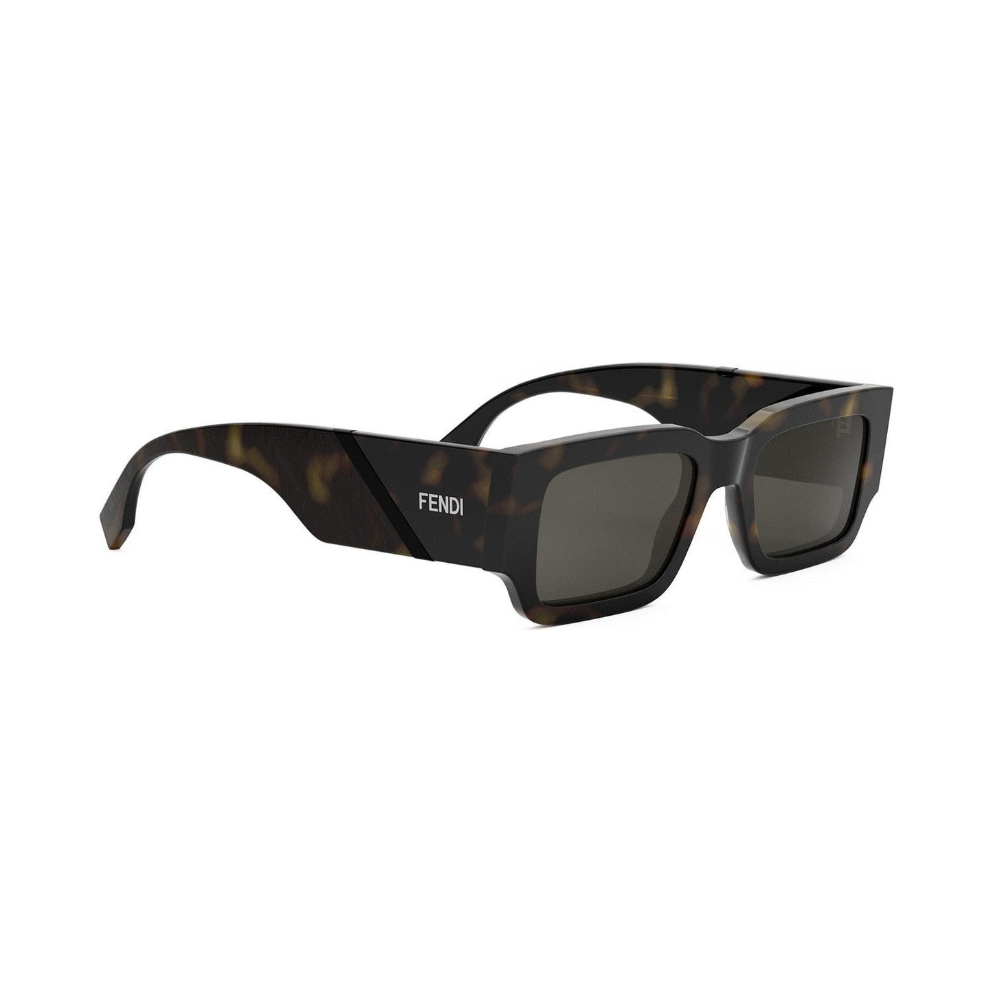 Fendi Diagonal Havana Rectangular Sunglasses 52a