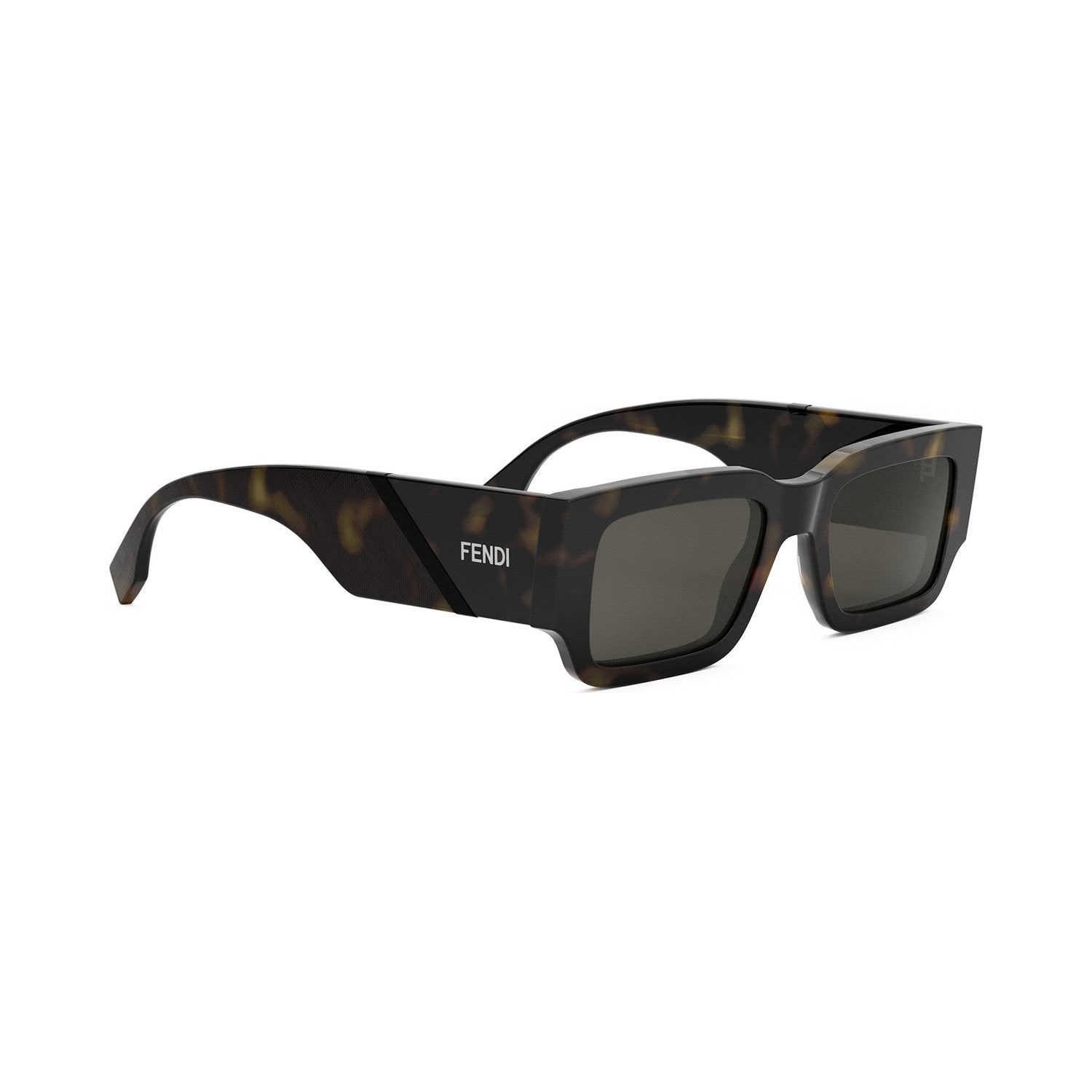 Fendi Diagonal Havana Rectangular Sunglasses 52a