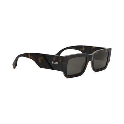 Fendi Diagonal Havana Rectangular Sunglasses 52a
