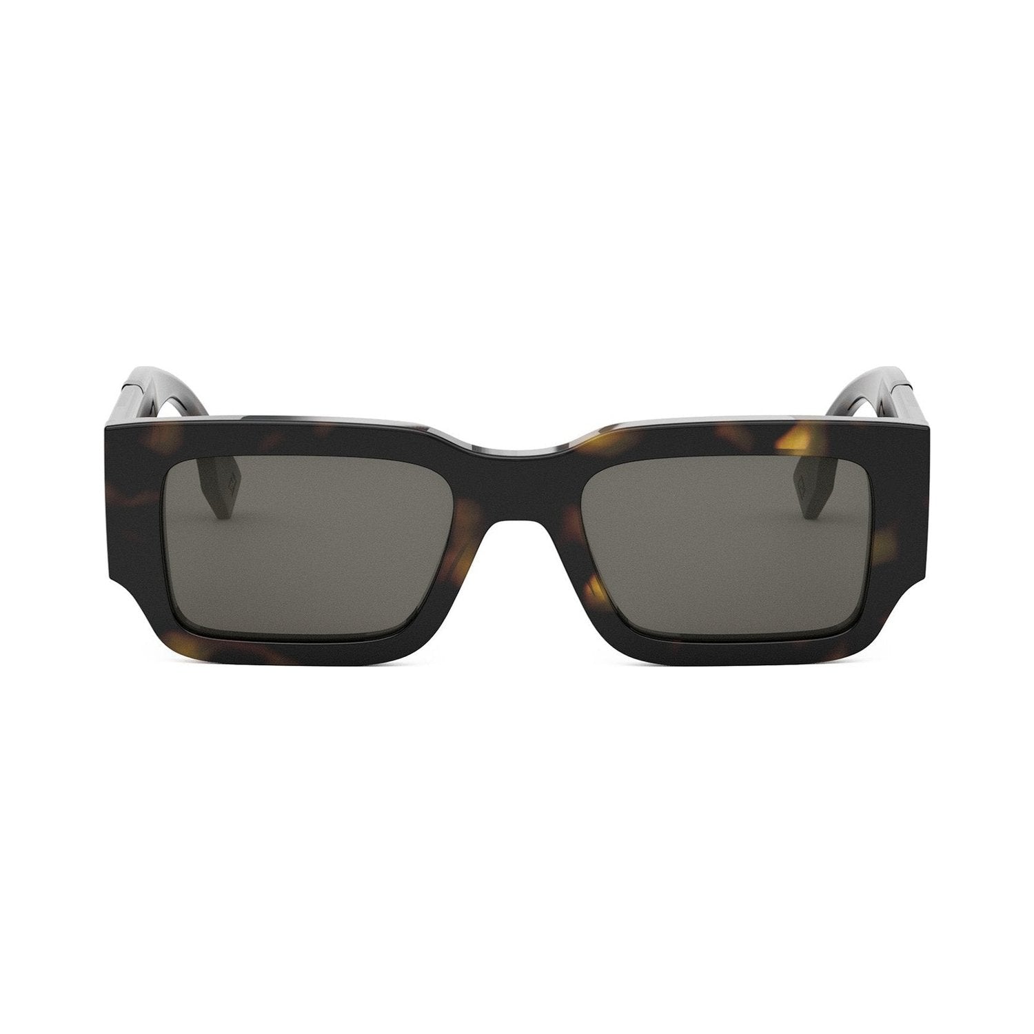Fendi Diagonal Havana Rectangular Sunglasses 52a