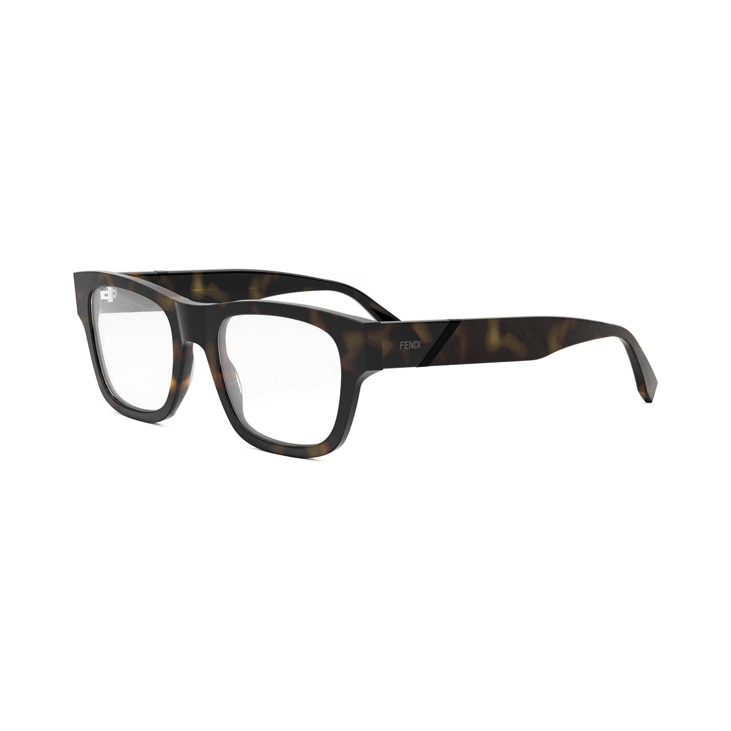 Fendi Diagonal Havana Rectangular Eyeglasses 052