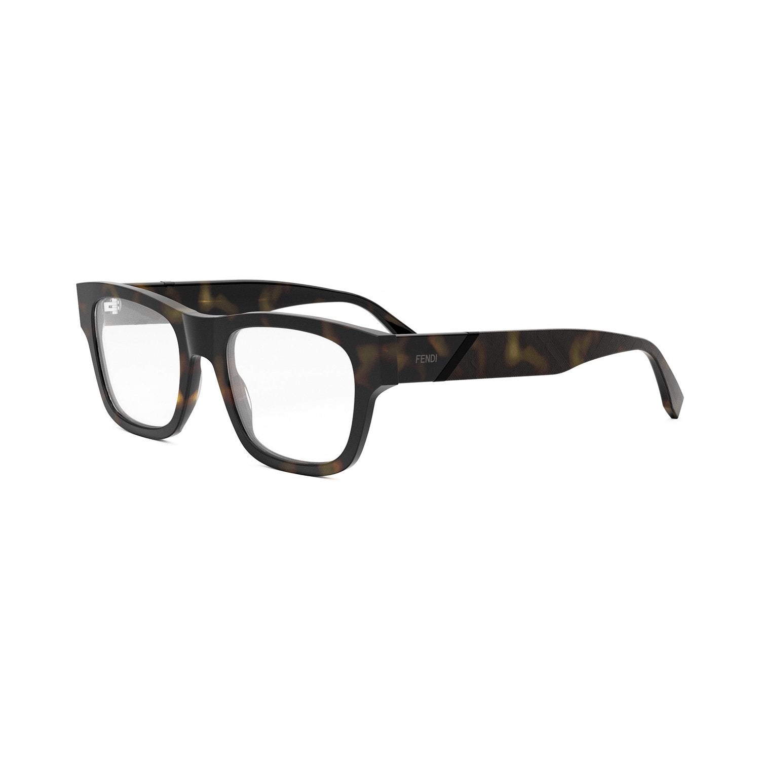 Fendi Diagonal Havana Rectangular Eyeglasses 052