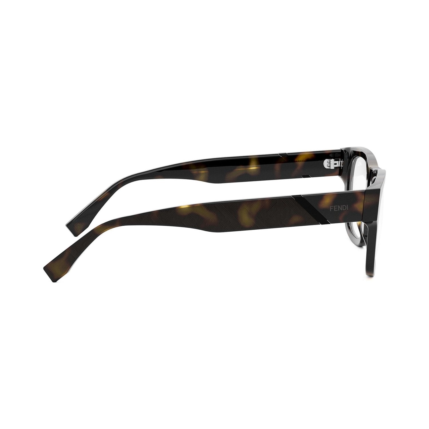 Fendi Diagonal Havana Rectangular Eyeglasses 052