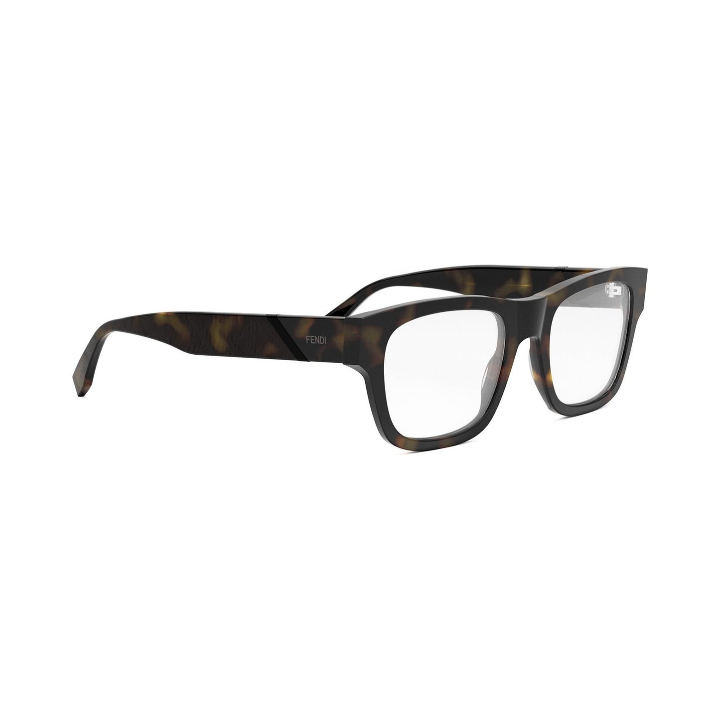Fendi Diagonal Havana Rectangular Eyeglasses 052