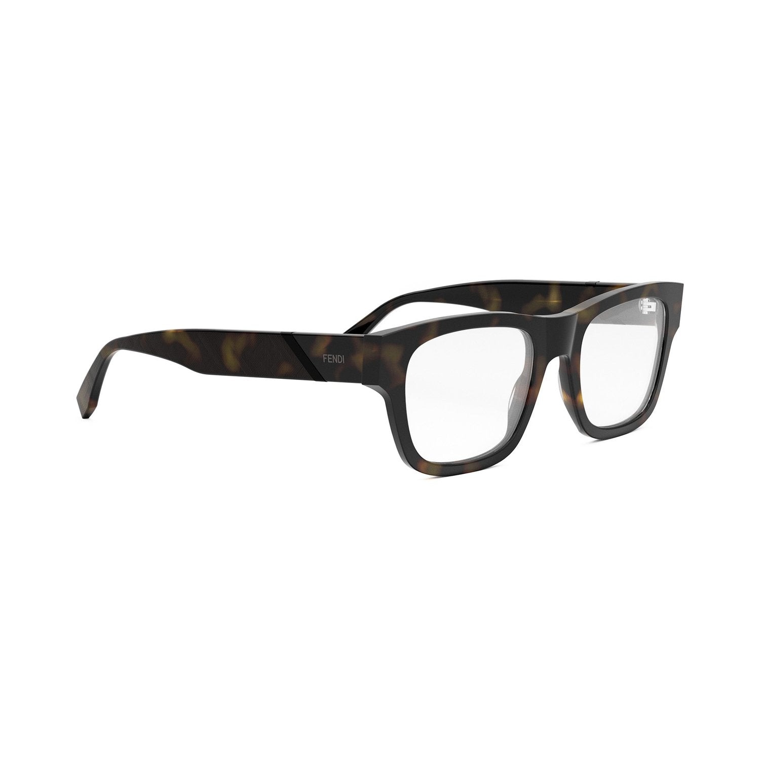 Fendi Diagonal Havana Rectangular Eyeglasses 052