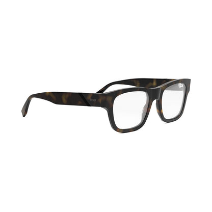Fendi Diagonal Havana Rectangular Eyeglasses 052