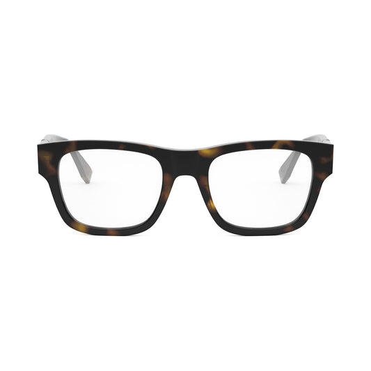 Fendi Diagonal Havana Rectangular Eyeglasses 052