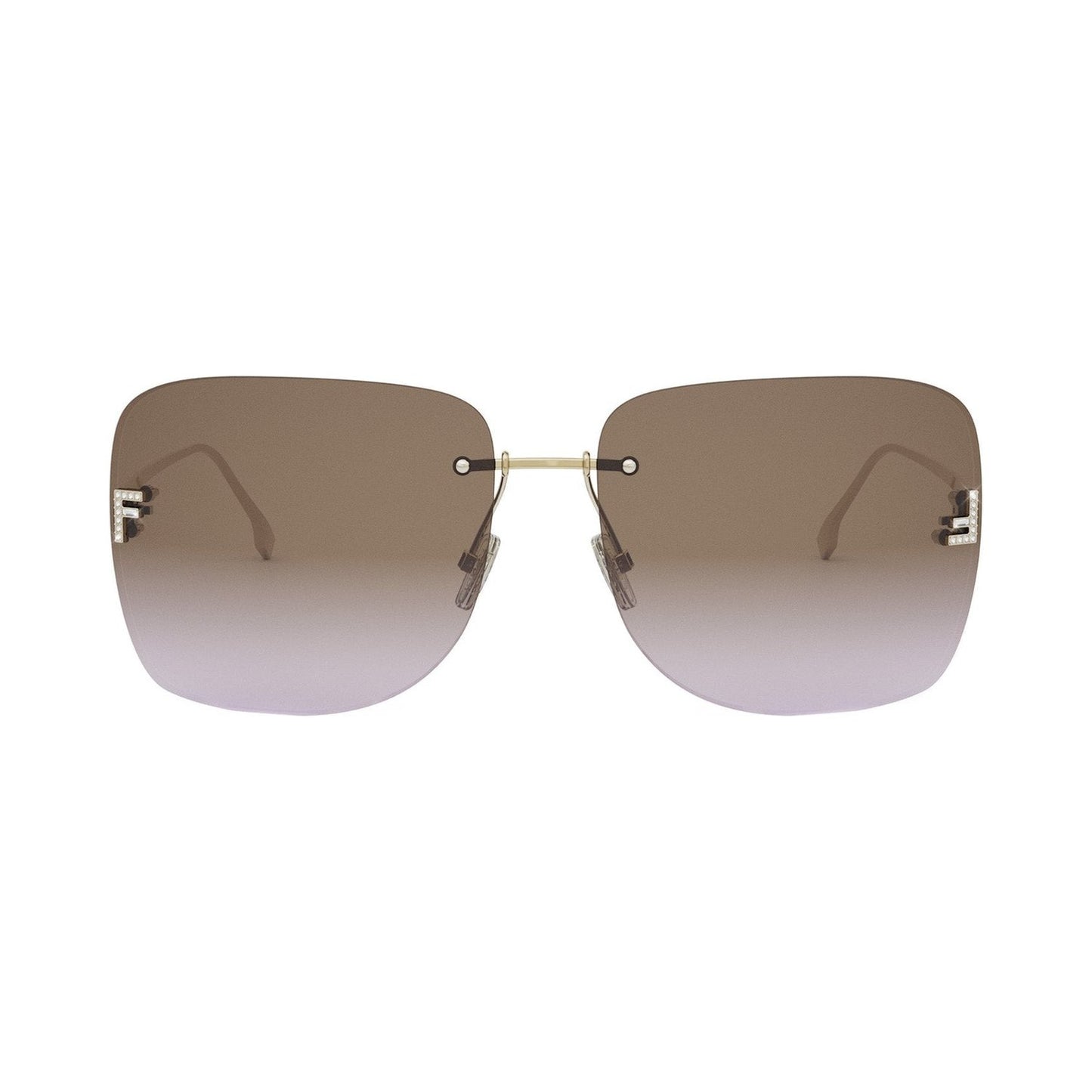 Fendi First Crystal Gold Square Sunglasses 32e