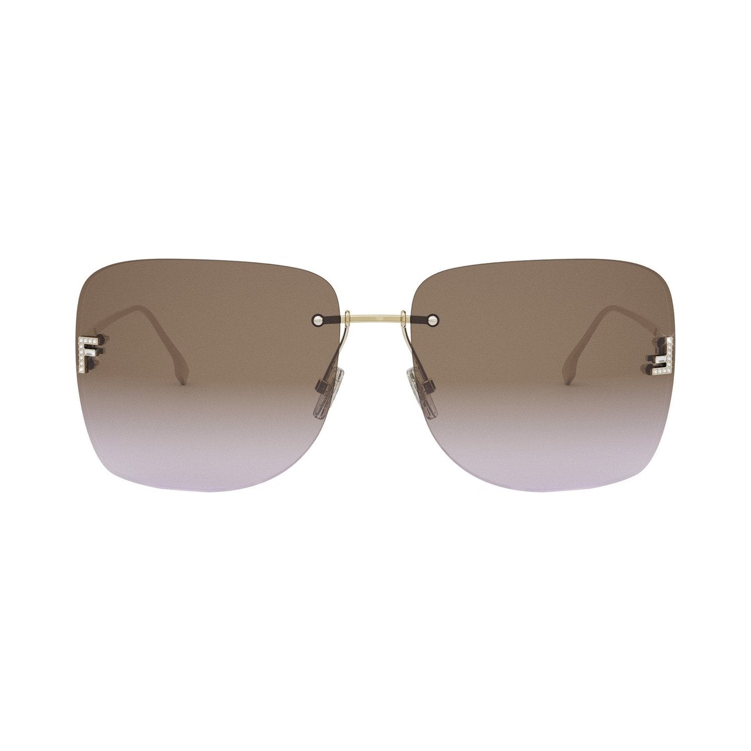 Fendi First Crystal Gold Square Sunglasses 32e