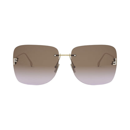 Fendi First Crystal Gold Square Sunglasses 32e