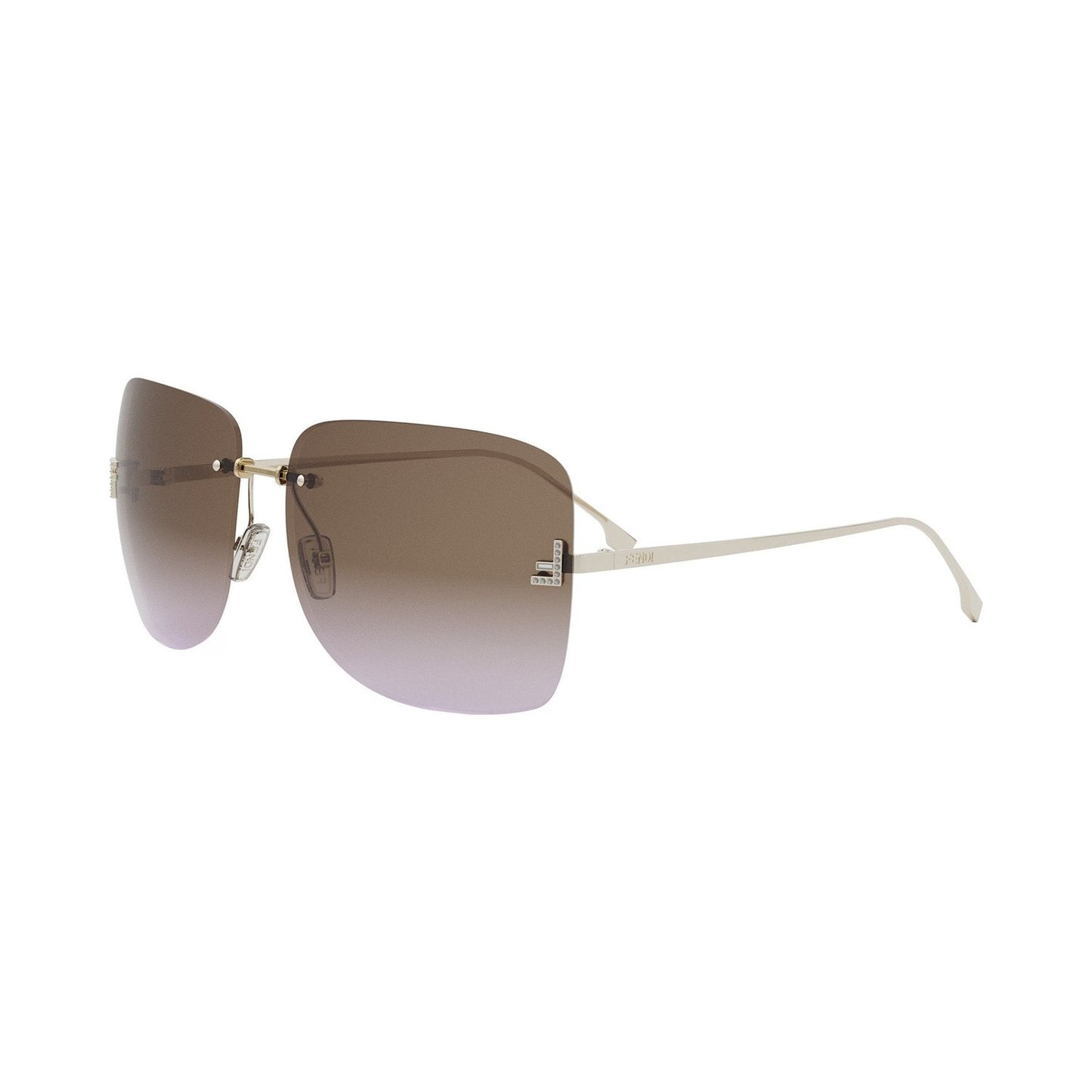 Fendi First Crystal Gold Square Sunglasses 32e