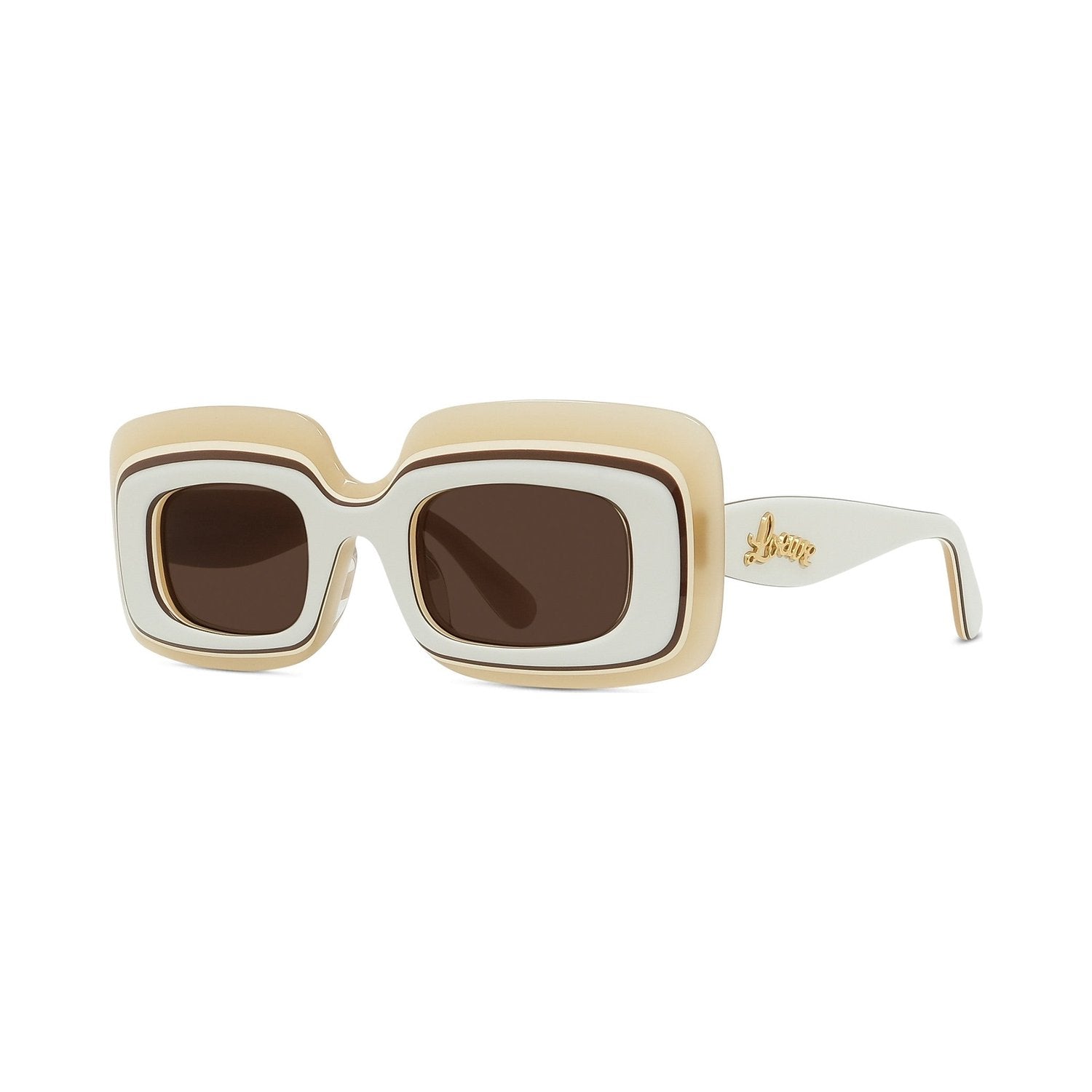 Curvy White Rectangular Sunglasses 25e