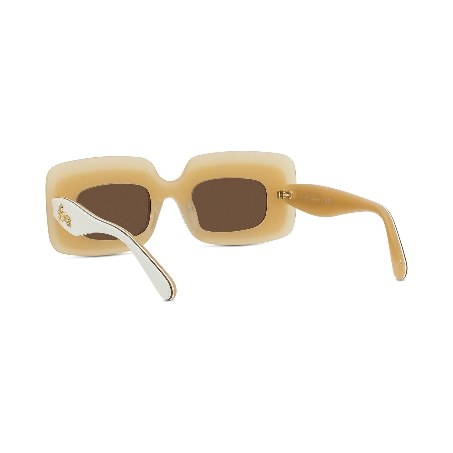 Curvy White Rectangular Sunglasses 25e