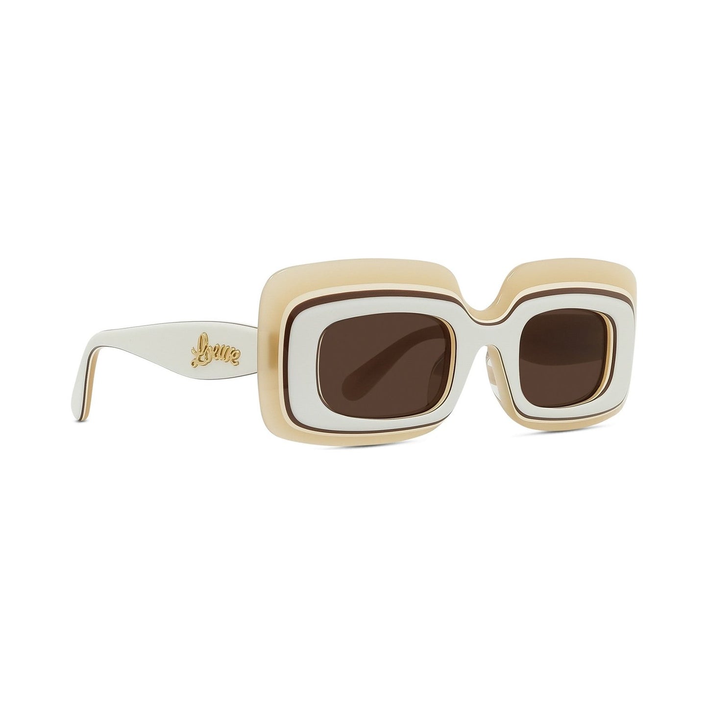 Curvy White Rectangular Sunglasses 25e