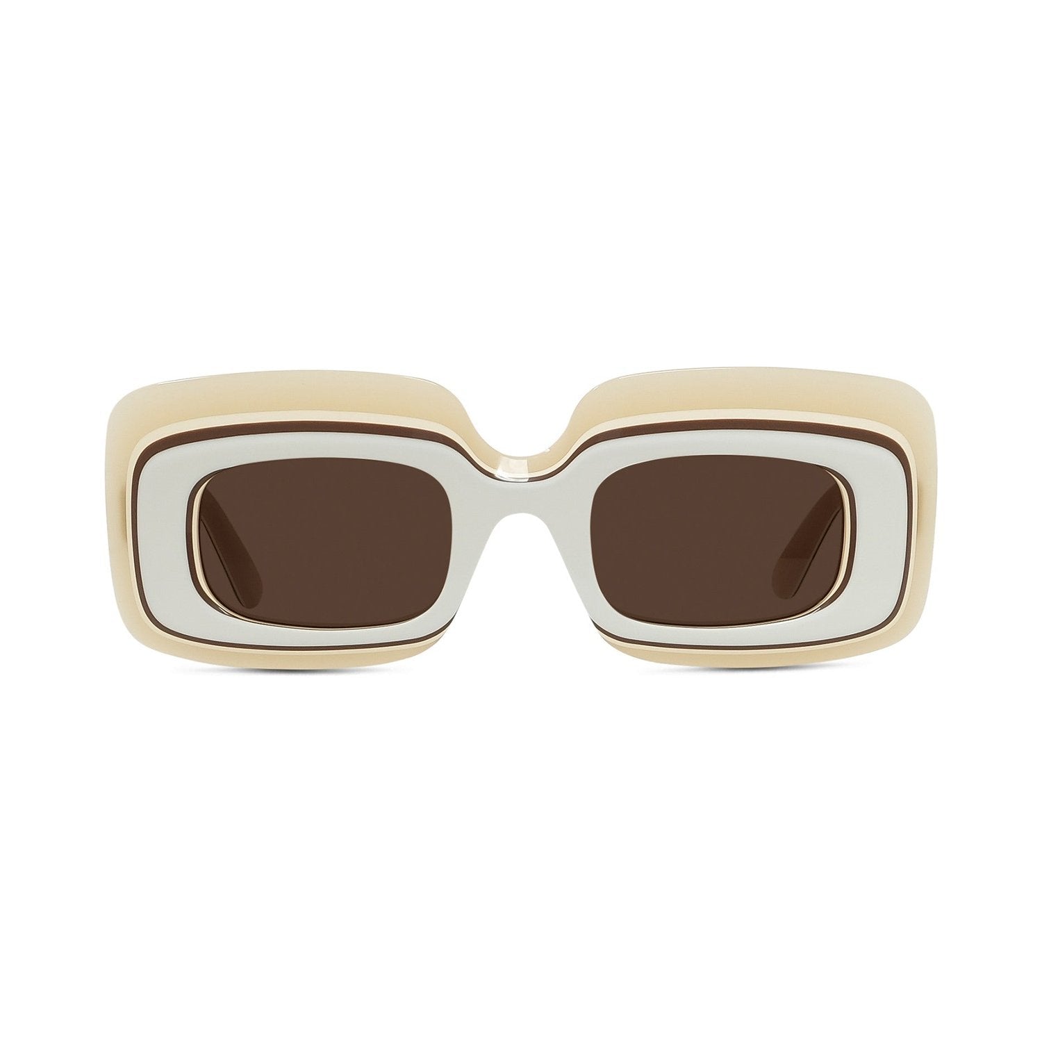 Curvy White Rectangular Sunglasses 25e