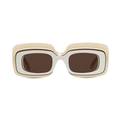 Curvy White Rectangular Sunglasses 25e