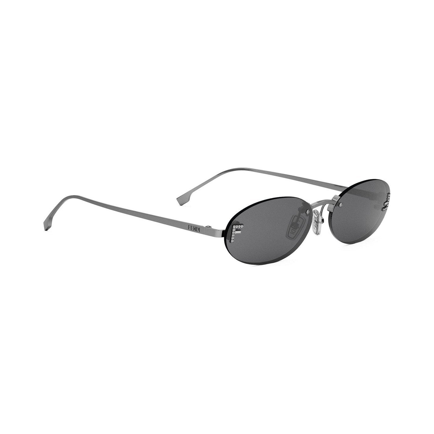 Fendi First Crystal Silver Oval Sunglasses 12a