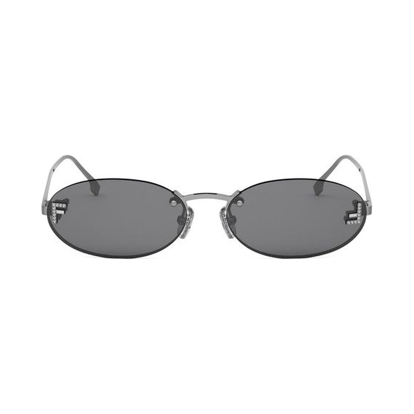 Fendi First Crystal Silver Oval Sunglasses 12a