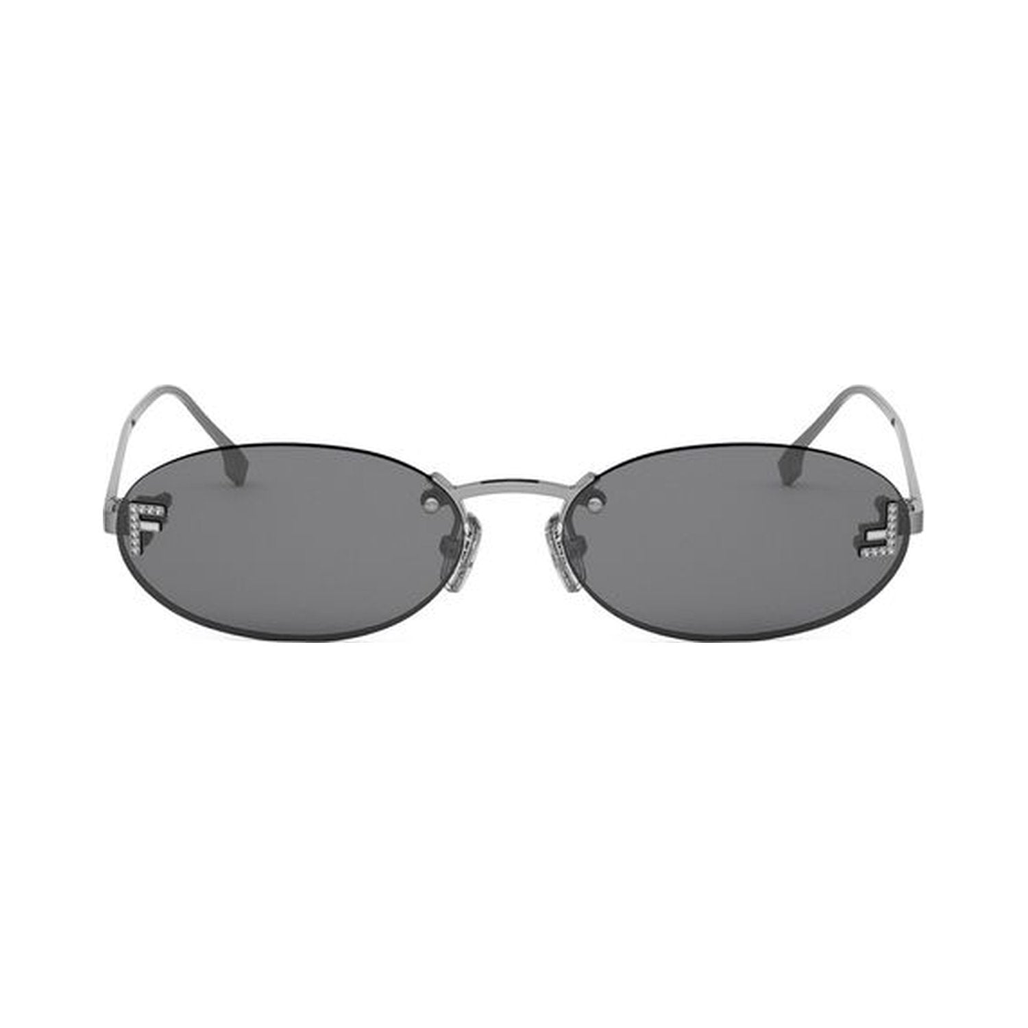 Fendi First Crystal Silver Oval Sunglasses 12a
