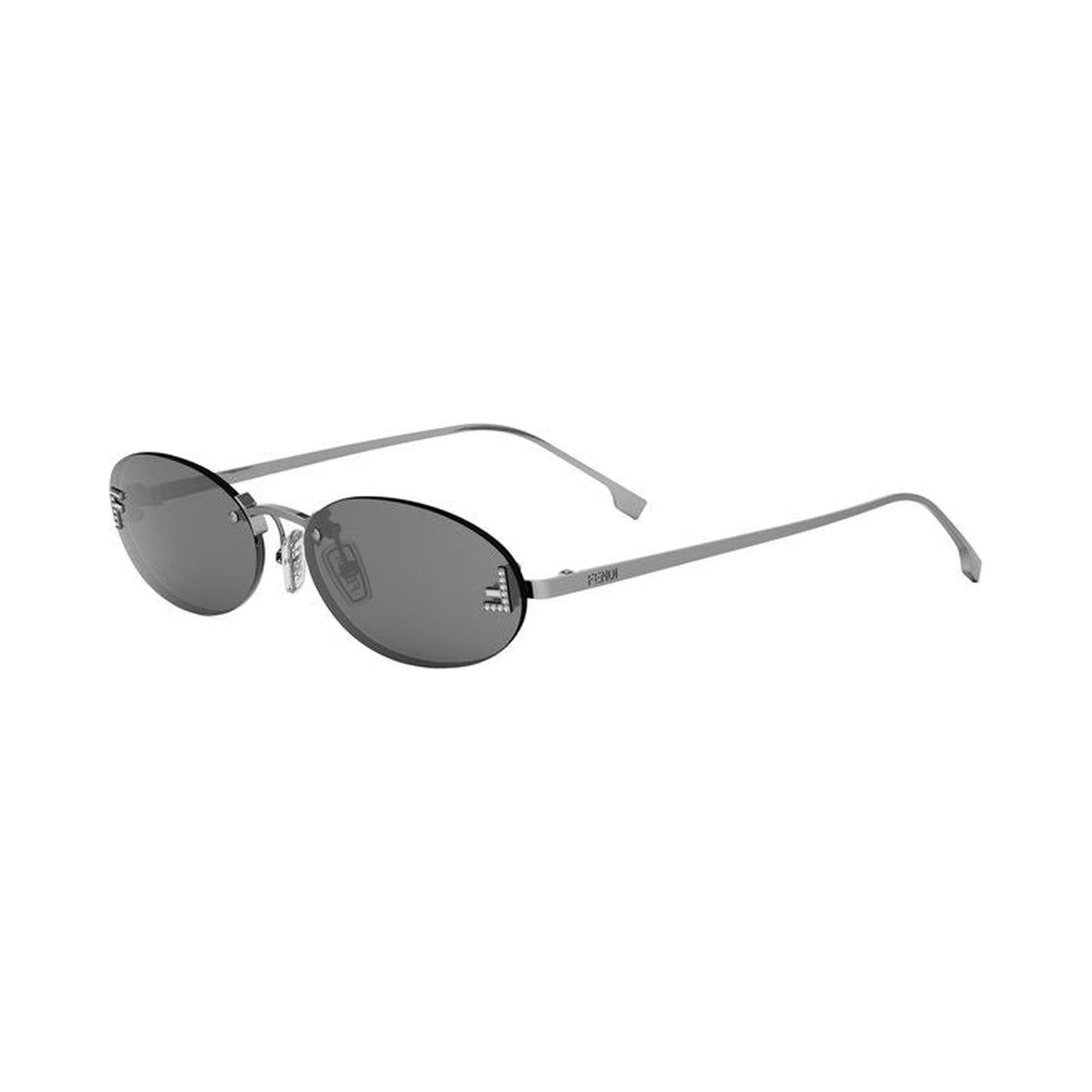 Fendi First Crystal Silver Oval Sunglasses 12a