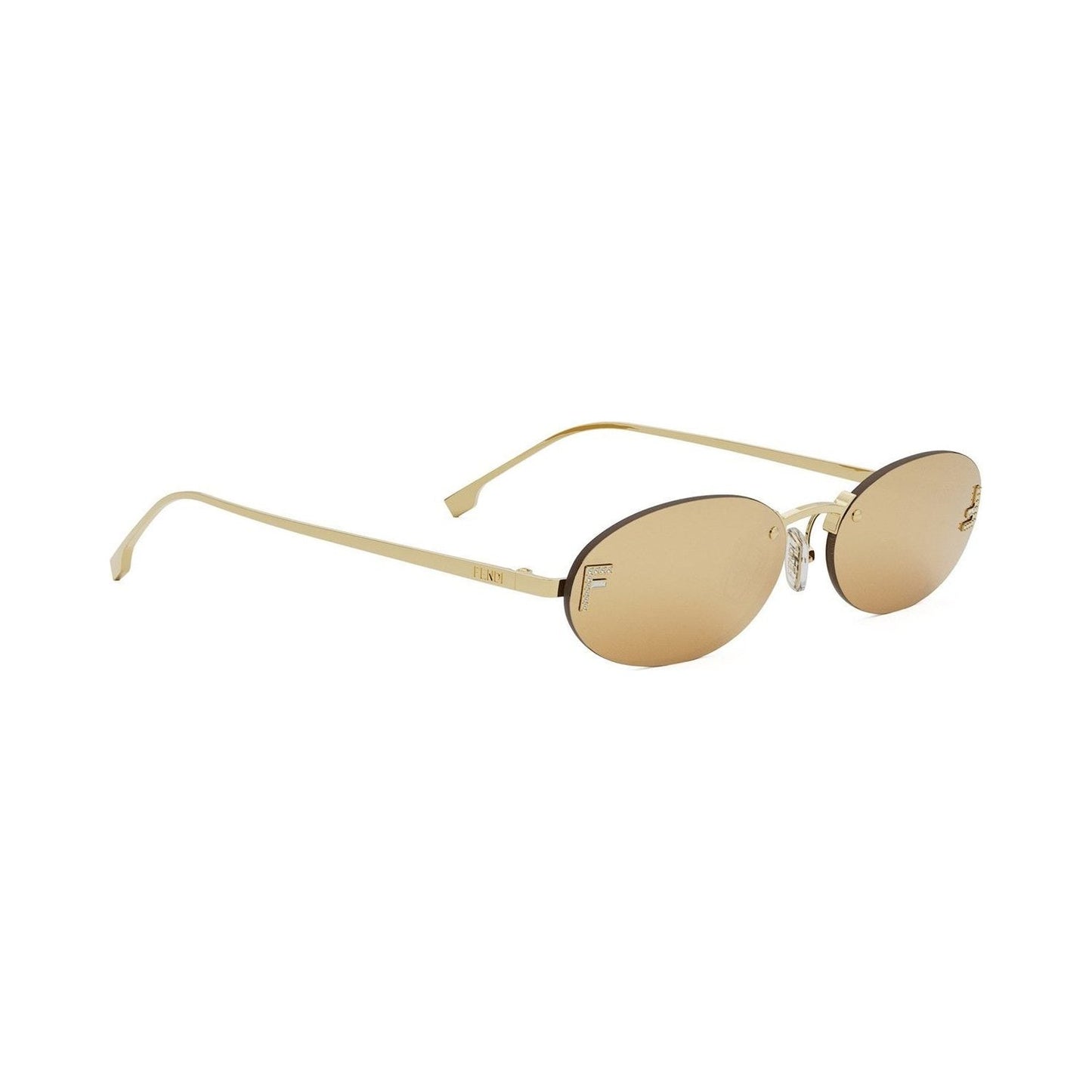 Fendi First Crystal Gold Oval Sunglasses 30l