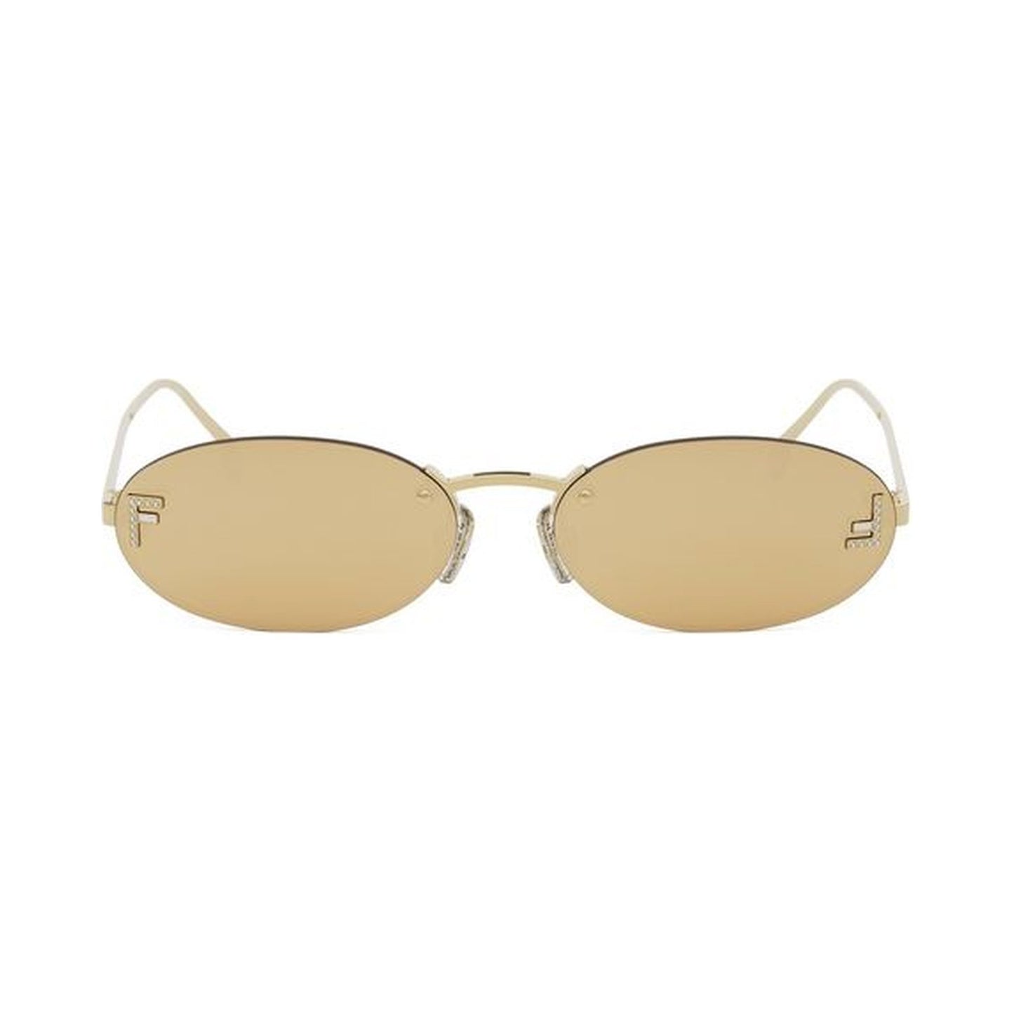 Fendi First Crystal Gold Oval Sunglasses 30l