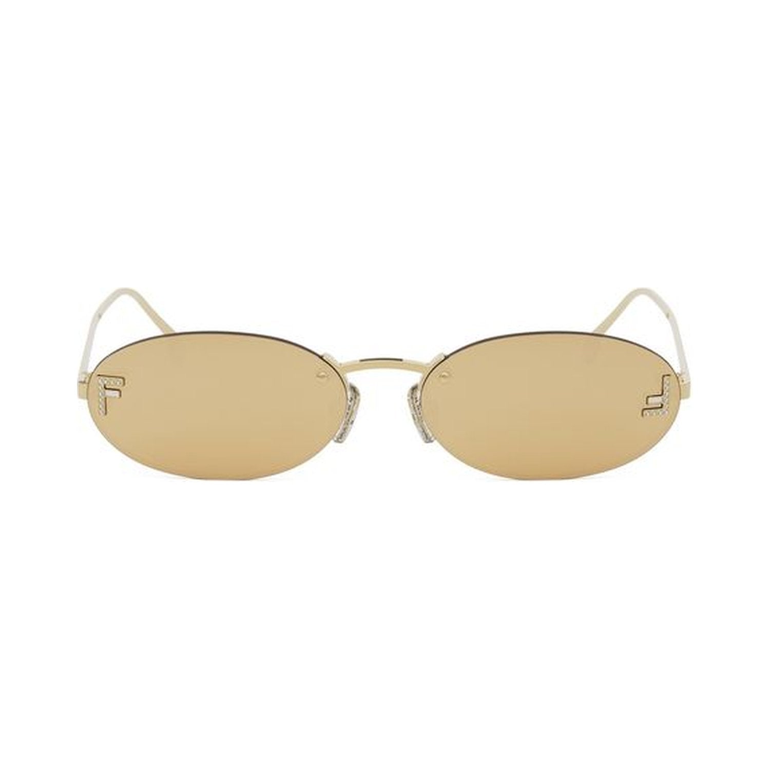 Fendi First Crystal Gold Oval Sunglasses 30l