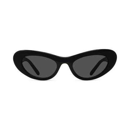 Slim Black Oval Sunglasses 01a