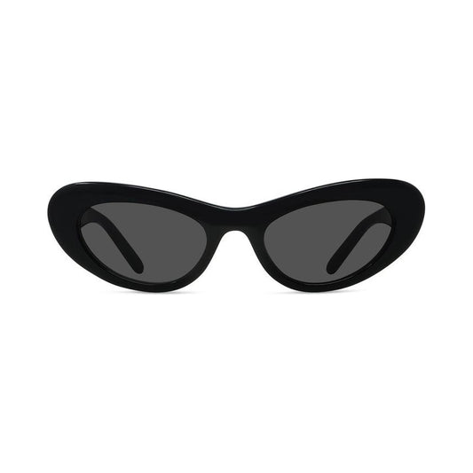Slim Black Oval Sunglasses 01a