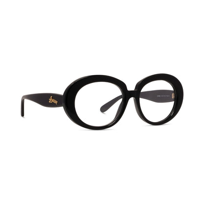 Curvy Black Oval Eyeglasses