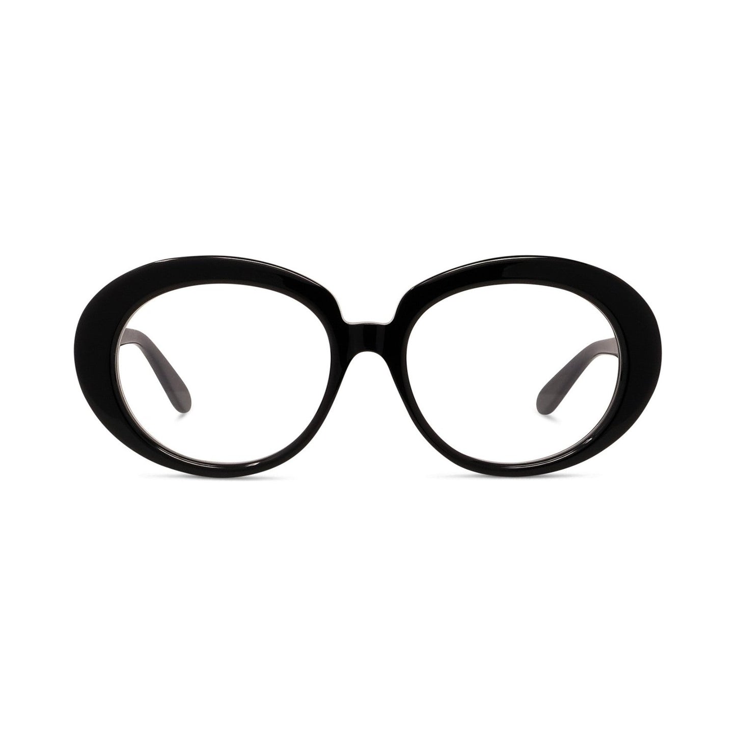 Curvy Black Oval Eyeglasses