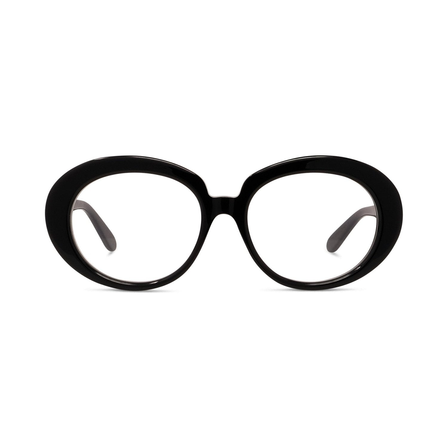 Curvy Black Oval Eyeglasses