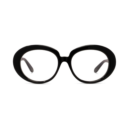 Curvy Black Oval Eyeglasses