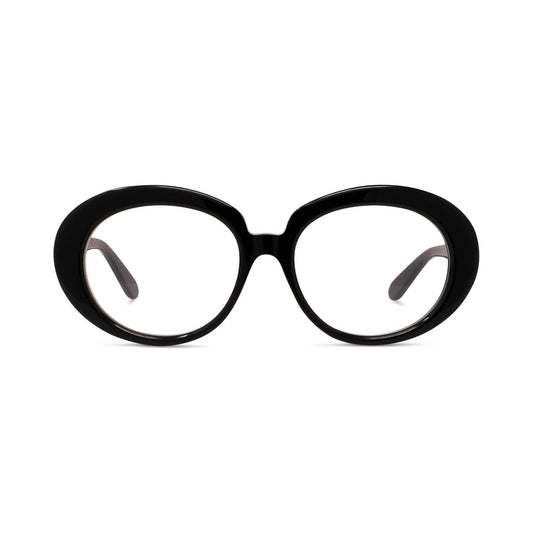 Curvy Black Oval Eyeglasses