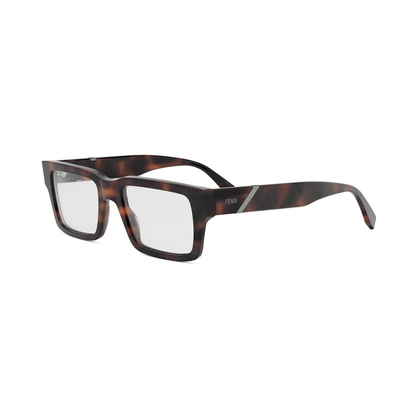 Fendi Diagonal Havana Rectangular Eyeglasses