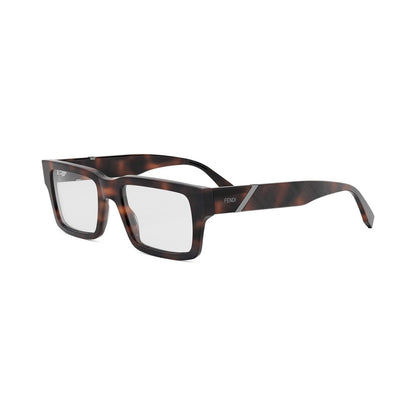 Fendi Diagonal Havana Rectangular Eyeglasses