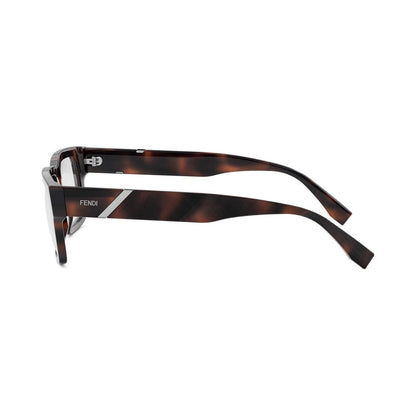 Fendi Diagonal Havana Rectangular Eyeglasses