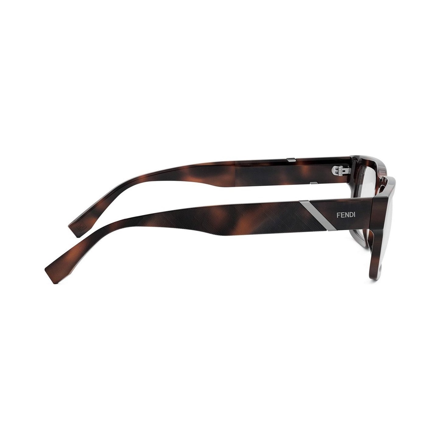 Fendi Diagonal Havana Rectangular Eyeglasses