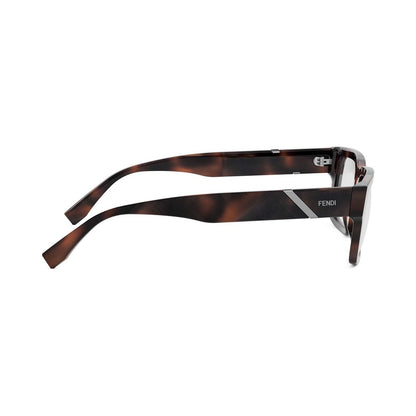 Fendi Diagonal Havana Rectangular Eyeglasses